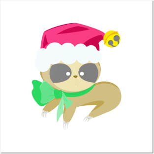 baby santa sloth Posters and Art